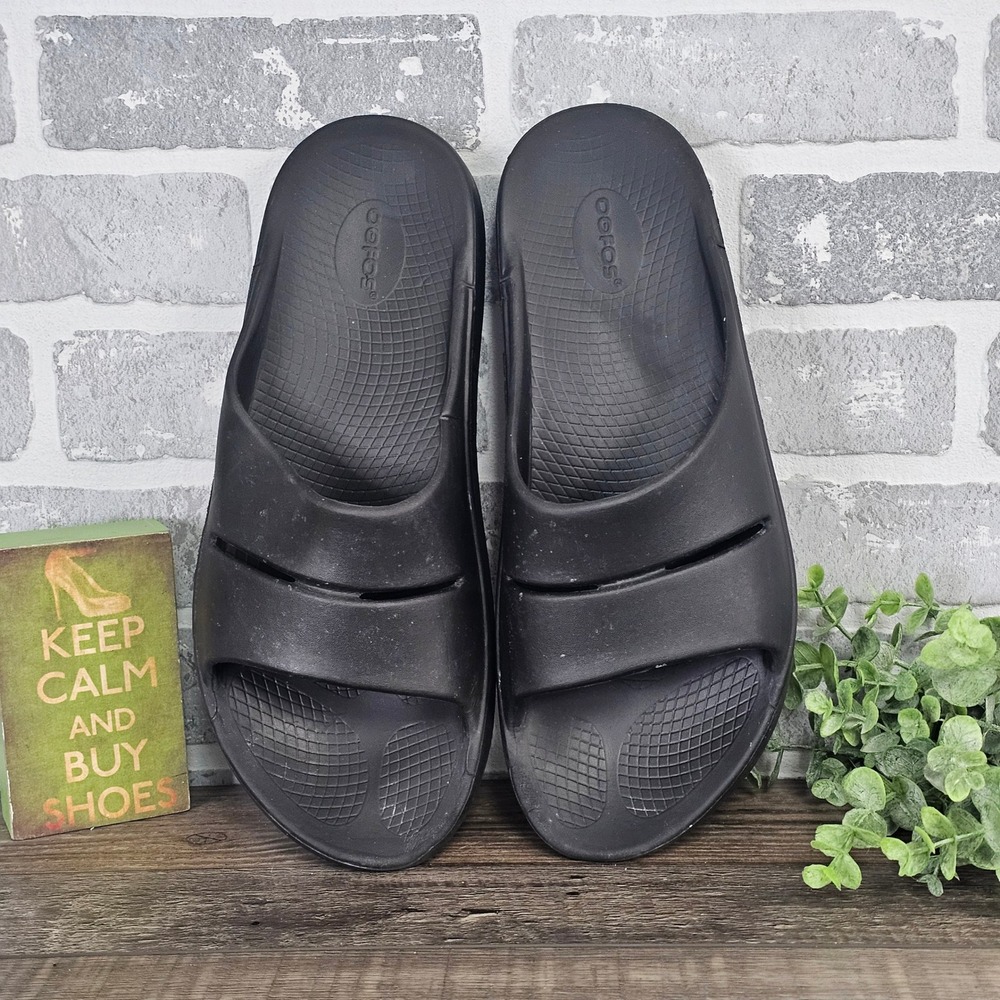 Oofos Ooahh Sport Slide Sandals Black Mens 13 Womens 15 Recovery Shoes EU 46